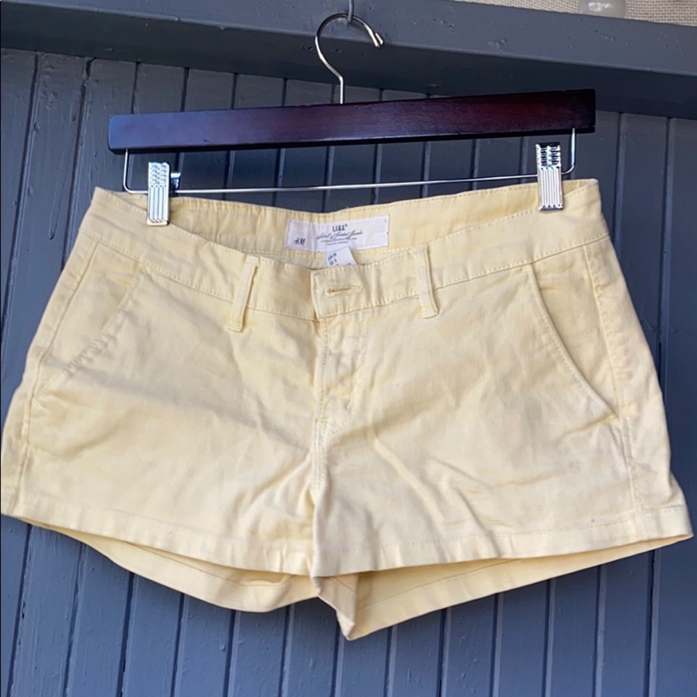 yellow denim shorts